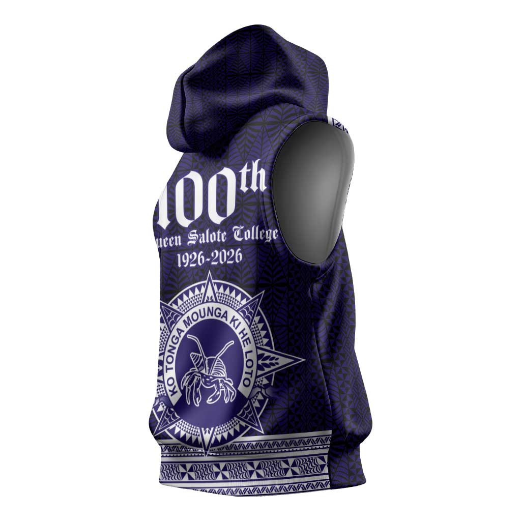 Tonga Queen Salote College 100 years Sleeveless Hoodie QSC 1926-2026 Tongan Pattern LT9 - Polynesian Pride