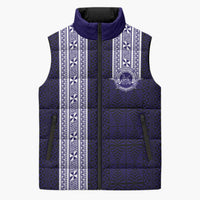 Tonga Queen Salote College 100 years Sleeveless Puffer Jacket QSC 1926-2026 Tongan Pattern LT9 Unisex Blue - Polynesian Pride