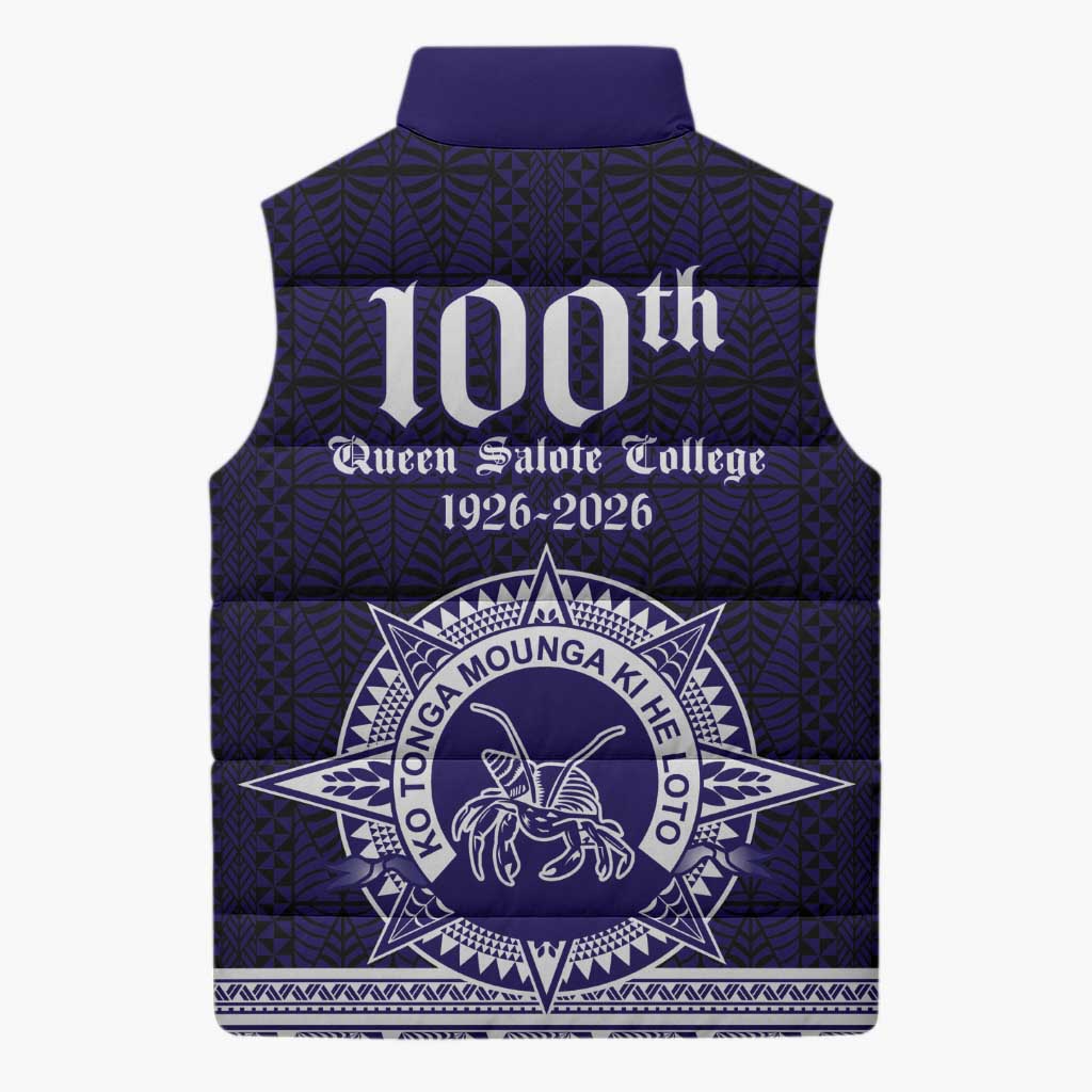 Tonga Queen Salote College 100 years Sleeveless Puffer Jacket QSC 1926-2026 Tongan Pattern LT9 - Polynesian Pride