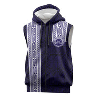 Tonga Queen Salote College 100 years Sleeveless Zip Hoodie QSC 1926-2026 Tongan Pattern LT9 Blue - Polynesian Pride