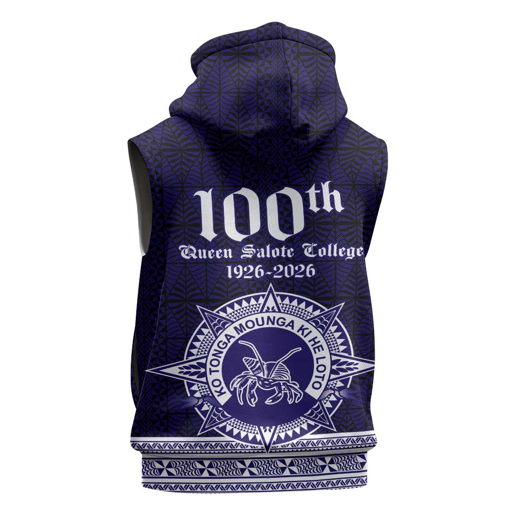 Tonga Queen Salote College 100 years Sleeveless Zip Hoodie QSC 1926-2026 Tongan Pattern LT9 - Polynesian Pride