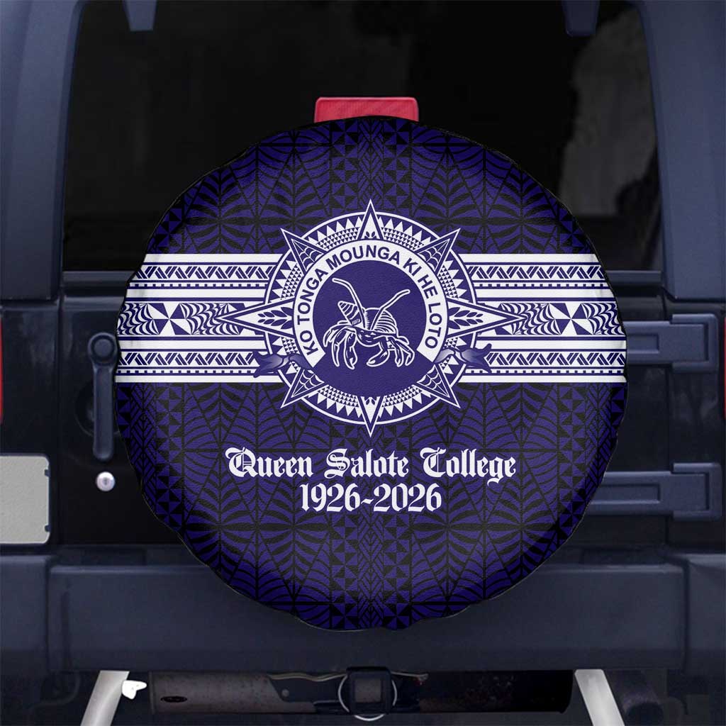 Tonga Queen Salote College 100 years Spare Tire Cover QSC 1926-2026 Tongan Pattern LT9 No hole Blue - Polynesian Pride