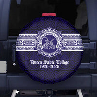 Tonga Queen Salote College 100 years Spare Tire Cover QSC 1926-2026 Tongan Pattern LT9 No hole Blue - Polynesian Pride