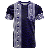 Tonga Queen Salote College 100 years T Shirt QSC 1926-2026 Tongan Pattern LT9 Blue - Polynesian Pride