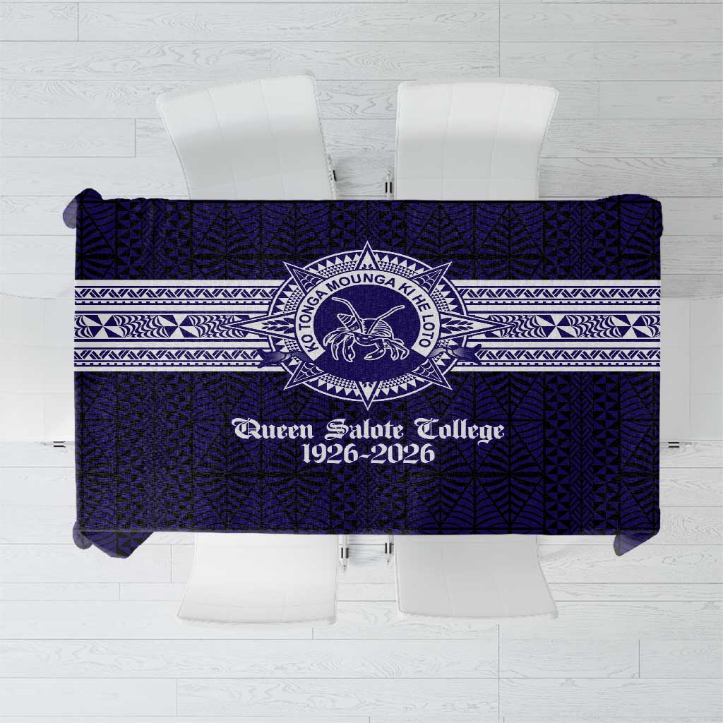 Tonga Queen Salote College 100 years Tablecloth QSC 1926-2026 Tongan Pattern LT9 Blue - Polynesian Pride
