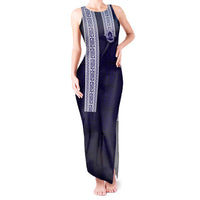 Tonga Queen Salote College 100 years Tank Maxi Dress QSC 1926-2026 Tongan Pattern LT9 Women Blue - Polynesian Pride