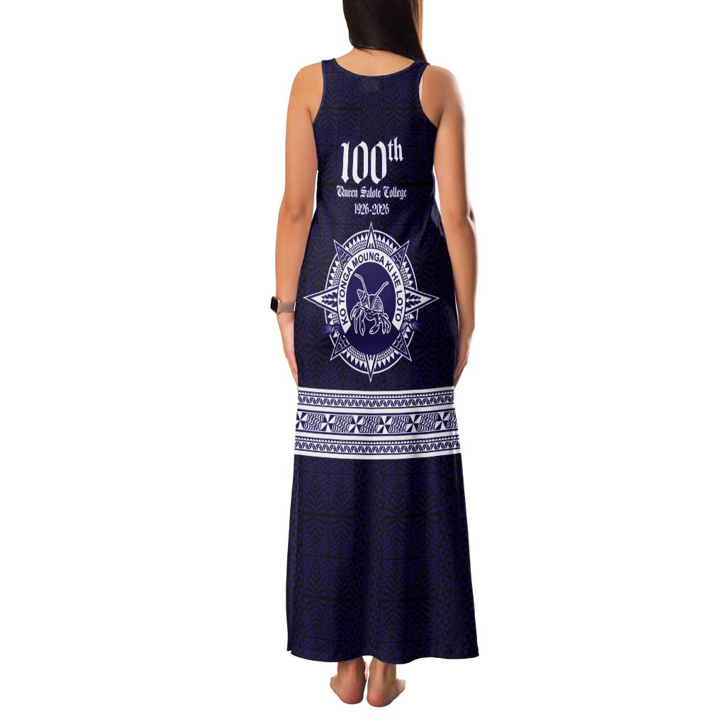 Tonga Queen Salote College 100 years Tank Maxi Dress QSC 1926-2026 Tongan Pattern LT9 - Polynesian Pride