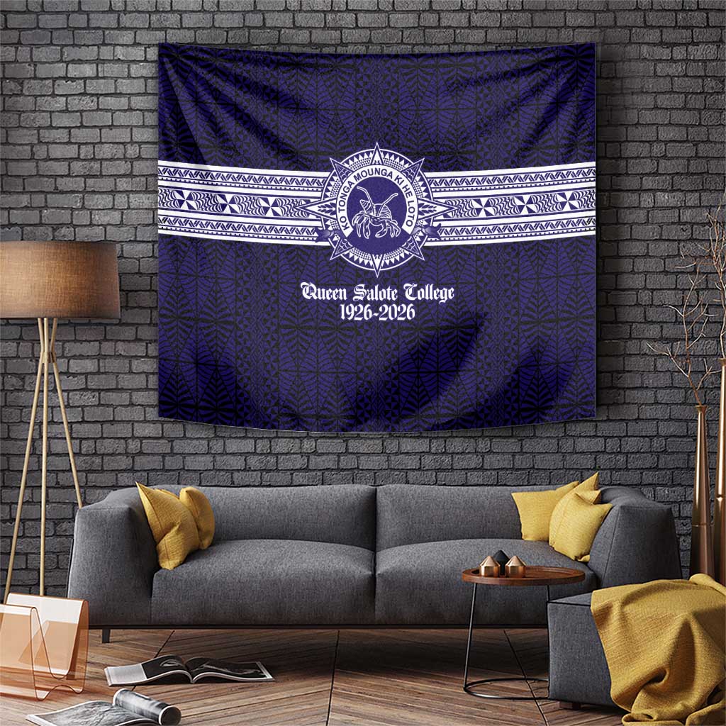 Tonga Queen Salote College 100 years Tapestry QSC 1926-2026 Tongan Pattern LT9 Blue - Polynesian Pride