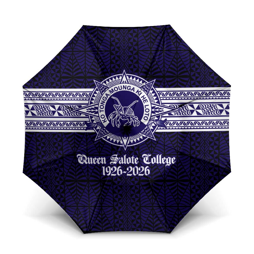 Tonga Queen Salote College 100 years Umbrella QSC 1926-2026 Tongan Pattern LT9 One Size Folded 11.42 inch Opened Diameter 37.4 inch Blue - Polynesian Pride