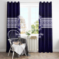 Tonga Queen Salote College 100 years Window Curtain QSC 1926-2026 Tongan Pattern LT9 - Polynesian Pride