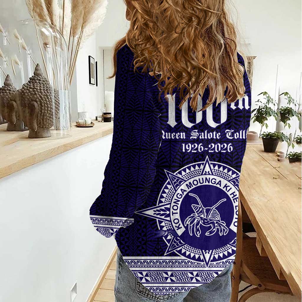 Tonga Queen Salote College 100 years Women Casual Shirt QSC 1926-2026 Tongan Pattern LT9 - Polynesian Pride