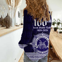 Tonga Queen Salote College 100 years Women Casual Shirt QSC 1926-2026 Tongan Pattern LT9 - Polynesian Pride