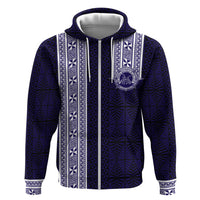 Tonga Queen Salote College 100 years Zip Hoodie QSC 1926-2026 Tongan Pattern LT9 Zip Hoodie Blue - Polynesian Pride