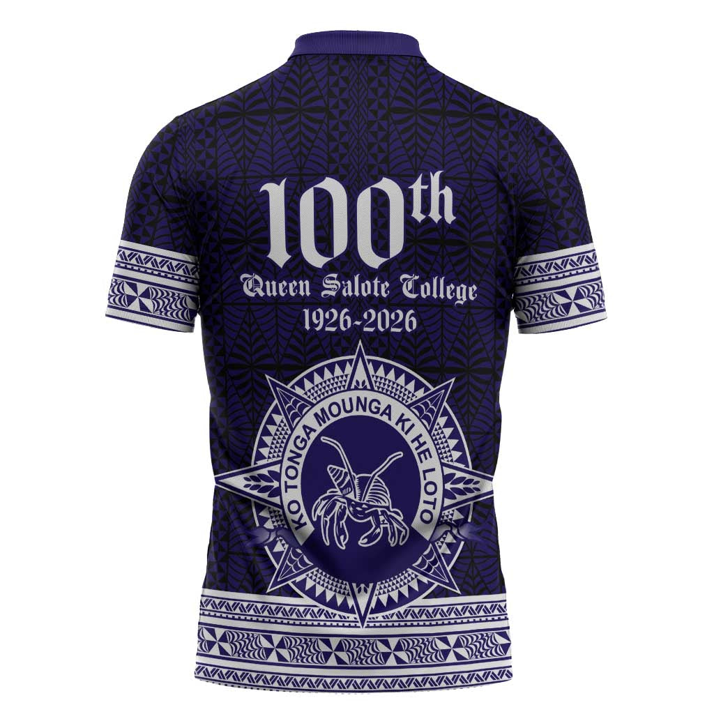 Tonga Queen Salote College 100 years Zipper Polo Shirt QSC 1926-2026 Tongan Pattern
