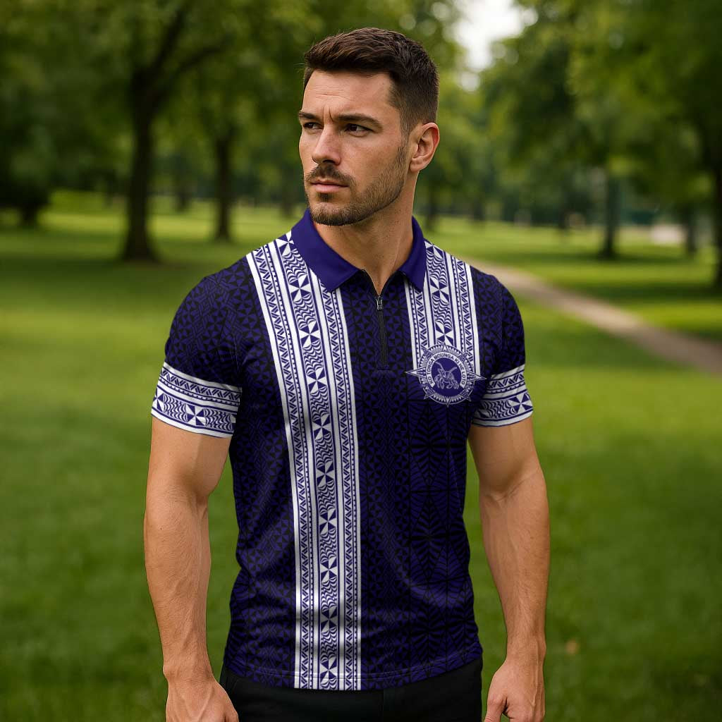 Tonga Queen Salote College 100 years Zipper Polo Shirt QSC 1926-2026 Tongan Pattern
