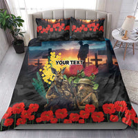 Kangaroo-Kiwi Soldier ANZAC Personalised Bedding Set Golden Wattle and Pohutukawa Flowers