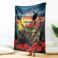 Kangaroo-Kiwi Soldier ANZAC Personalised Blanket Golden Wattle and Pohutukawa Flowers LT9 - Polynesian Pride