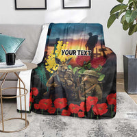 Kangaroo-Kiwi Soldier ANZAC Personalised Blanket Golden Wattle and Pohutukawa Flowers LT9 - Polynesian Pride