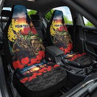 Kangaroo-Kiwi Soldier ANZAC Personalised Car Seat Cover Golden Wattle and Pohutukawa Flowers