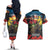 Kangaroo-Kiwi Soldier ANZAC Personalised Couples Matching Off The Shoulder Long Sleeve Dress and Hawaiian Shirt Golden Wattle and Pohutukawa Flowers