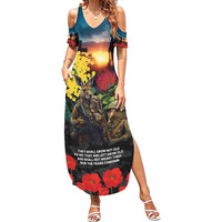 Kangaroo-Kiwi Soldier ANZAC Personalised Family Matching Summer Maxi Dress and Hawaiian Shirt Golden Wattle and Pohutukawa Flowers