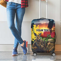 Kangaroo-Kiwi Soldier ANZAC Personalised Luggage Cover Golden Wattle and Pohutukawa Flowers