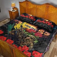 Kangaroo-Kiwi Soldier ANZAC Personalised Quilt Bed Set Golden Wattle and Pohutukawa Flowers LT9 - Polynesian Pride