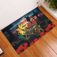 Kangaroo-Kiwi Soldier ANZAC Personalised Rubber Doormat Golden Wattle and Pohutukawa Flowers LT9 - Polynesian Pride