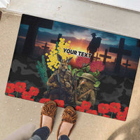 Kangaroo-Kiwi Soldier ANZAC Personalised Rubber Doormat Golden Wattle and Pohutukawa Flowers LT9 - Polynesian Pride