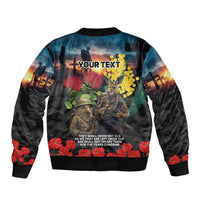 Kangaroo-Kiwi Soldier ANZAC Personalised Sleeve Zip Bomber Jacket Golden Wattle and Pohutukawa Flowers