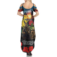 Kangaroo-Kiwi Soldier ANZAC Personalised Summer Maxi Dress Golden Wattle and Pohutukawa Flowers LT9 - Polynesian Pride