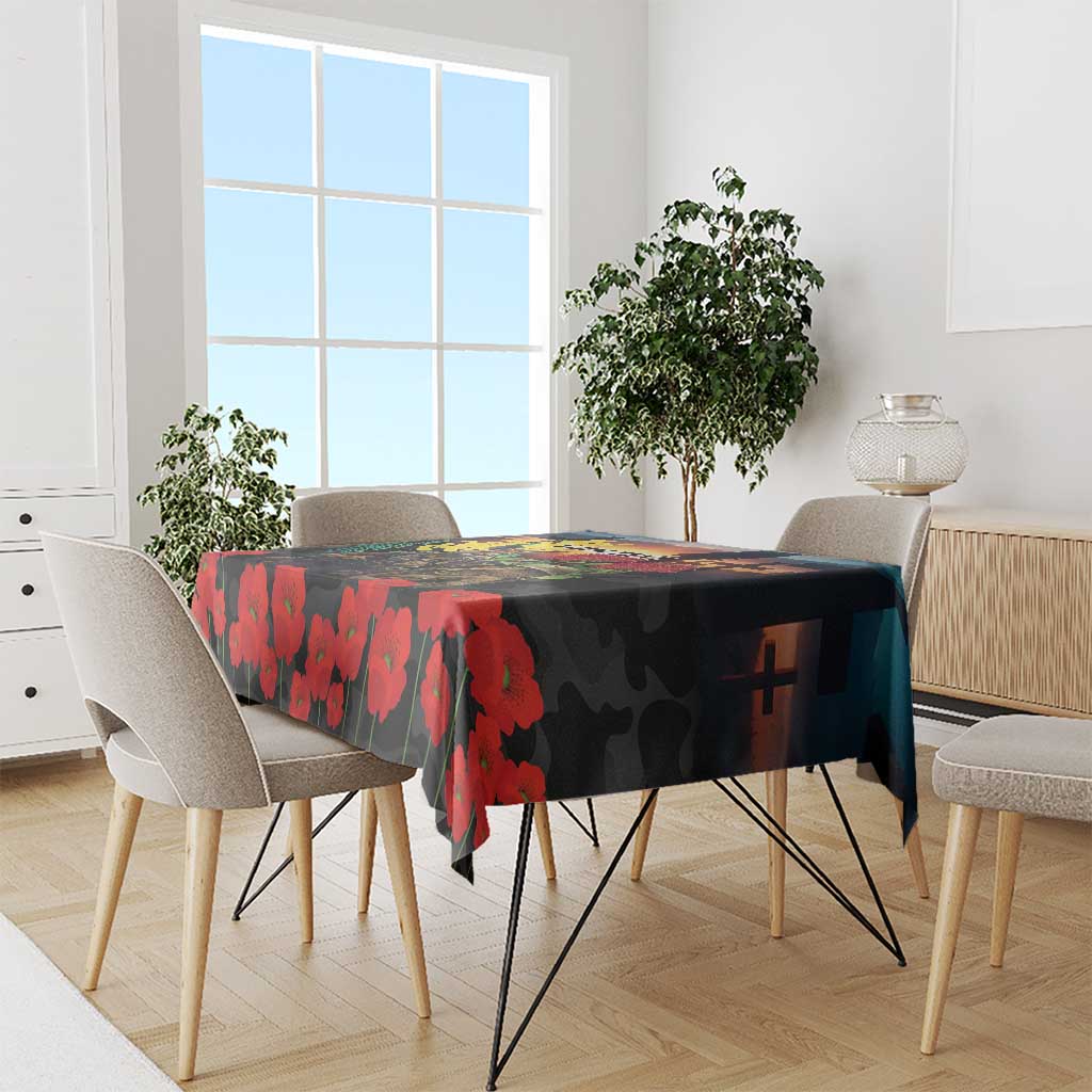 Kangaroo-Kiwi Soldier ANZAC Personalised Tablecloth Golden Wattle and Pohutukawa Flowers LT9 - Polynesian Pride