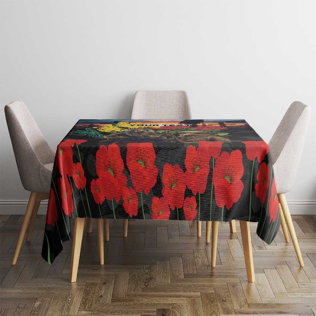 Kangaroo-Kiwi Soldier ANZAC Personalised Tablecloth Golden Wattle and Pohutukawa Flowers LT9 - Polynesian Pride