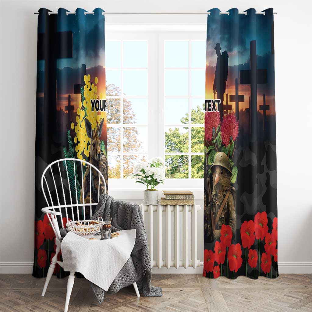 Kangaroo-Kiwi Soldier ANZAC Personalised Window Curtain Golden Wattle and Pohutukawa Flowers LT9 - Polynesian Pride