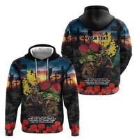 Kangaroo-Kiwi Soldier ANZAC Personalised Zip Hoodie Golden Wattle and Pohutukawa Flowers