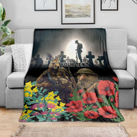 Kangaroo-Kiwi Soldier ANZAC Personalised Blanket Golden Wattle Poppy Flowers LT9 - Polynesian Pride