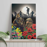 Kangaroo-Kiwi Soldier ANZAC Personalised Canvas Wall Art Golden Wattle Poppy Flowers LT9 - Polynesian Pride