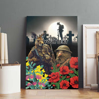 Kangaroo-Kiwi Soldier ANZAC Personalised Canvas Wall Art Golden Wattle Poppy Flowers LT9 - Polynesian Pride