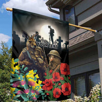 Kangaroo-Kiwi Soldier ANZAC Personalised Garden Flag Golden Wattle Poppy Flowers LT9 - Polynesian Pride