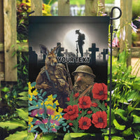 Kangaroo-Kiwi Soldier ANZAC Personalised Garden Flag Golden Wattle Poppy Flowers LT9 Garden Flag Black - Polynesian Pride