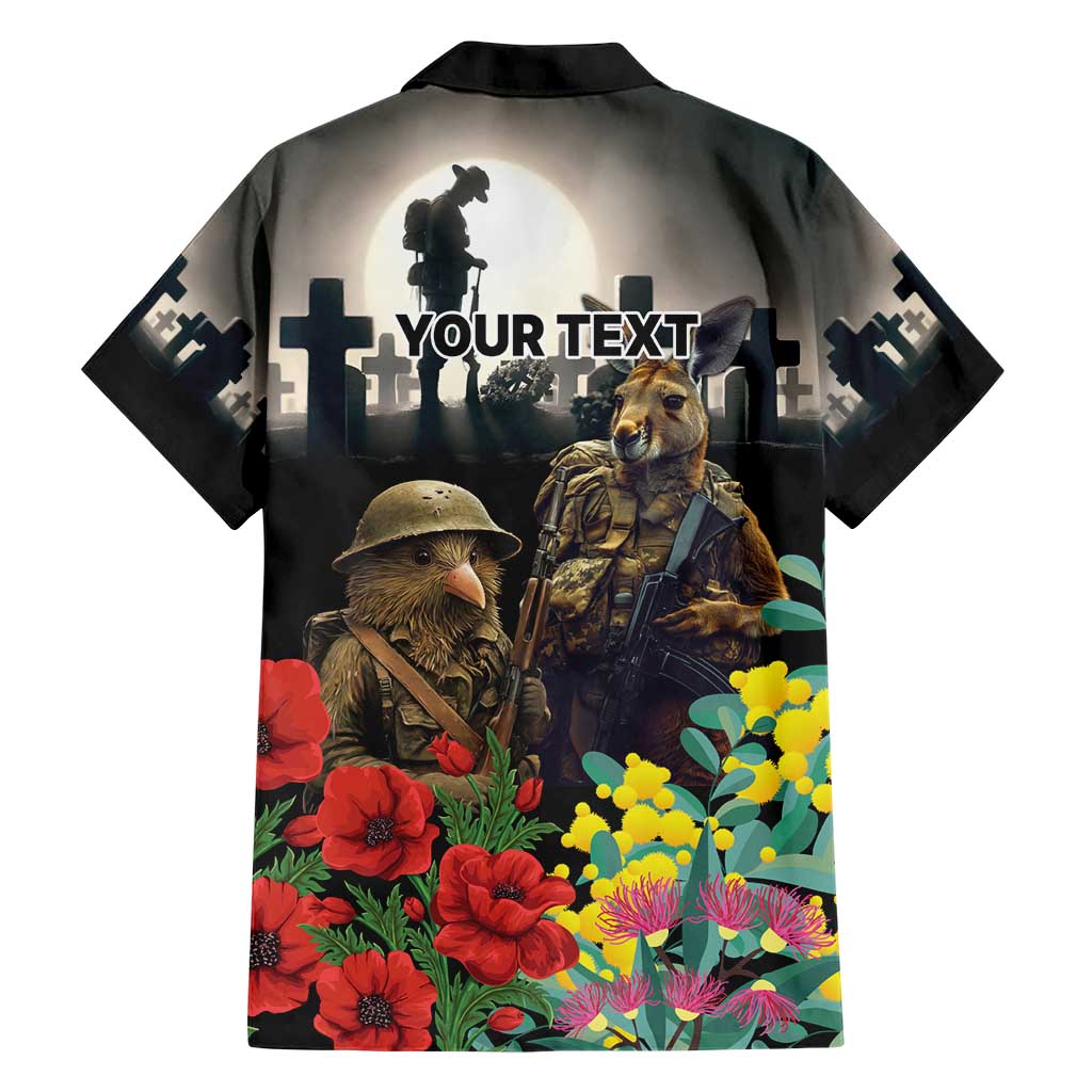 Kangaroo-Kiwi Soldier ANZAC Personalised Hawaiian Shirt Golden Wattle Poppy Flowers LT9 - Polynesian Pride