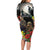 Kangaroo-Kiwi Soldier ANZAC Personalised Long Sleeve Bodycon Dress Golden Wattle Poppy Flowers