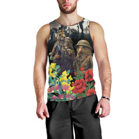 Kangaroo-Kiwi Soldier ANZAC Personalised Men Tank Top Golden Wattle Poppy Flowers LT9 - Polynesian Pride