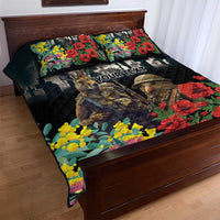 Kangaroo-Kiwi Soldier ANZAC Personalised Quilt Bed Set Golden Wattle Poppy Flowers LT9 - Polynesian Pride
