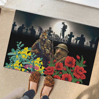Kangaroo-Kiwi Soldier ANZAC Personalised Rubber Doormat Golden Wattle Poppy Flowers LT9 - Polynesian Pride