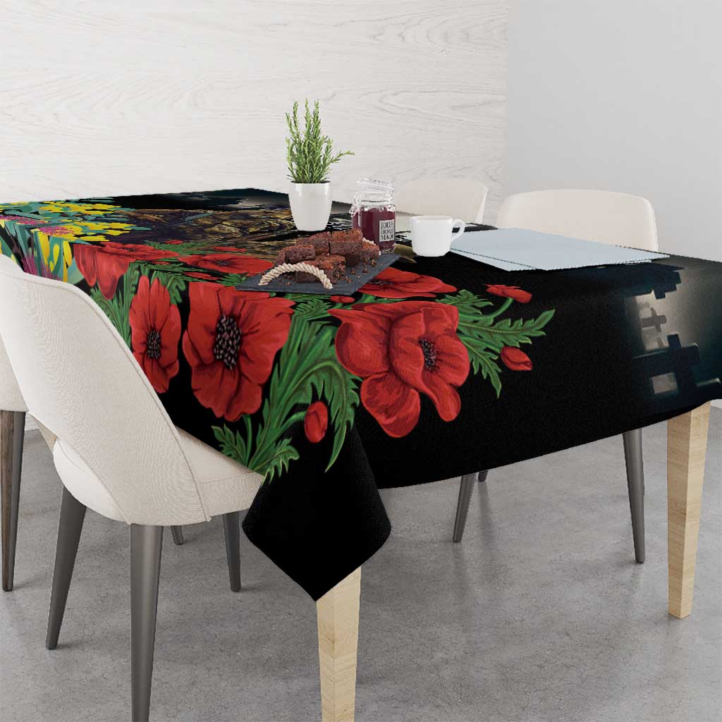 Kangaroo-Kiwi Soldier ANZAC Personalised Tablecloth Golden Wattle Poppy Flowers LT9 - Polynesian Pride