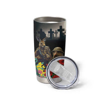 Kangaroo-Kiwi Soldier ANZAC Personalised Tumbler Cup Golden Wattle Poppy Flowers LT9 - Polynesian Pride