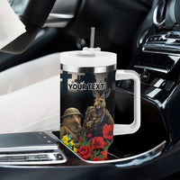 Kangaroo-Kiwi Soldier ANZAC Personalised Tumbler With Handle Golden Wattle Poppy Flowers LT9 - Polynesian Pride