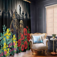 Kangaroo-Kiwi Soldier ANZAC Personalised Window Curtain Golden Wattle Poppy Flowers LT9 - Polynesian Pride