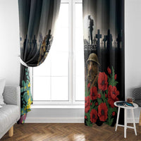 Kangaroo-Kiwi Soldier ANZAC Personalised Window Curtain Golden Wattle Poppy Flowers LT9 - Polynesian Pride